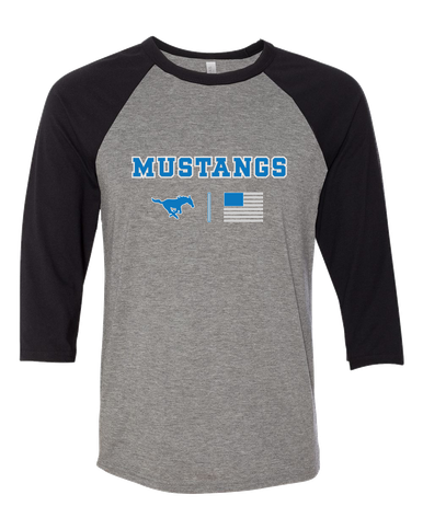 John Jay Mustangs Team Colors Flag Women's Baseball T-Shirt