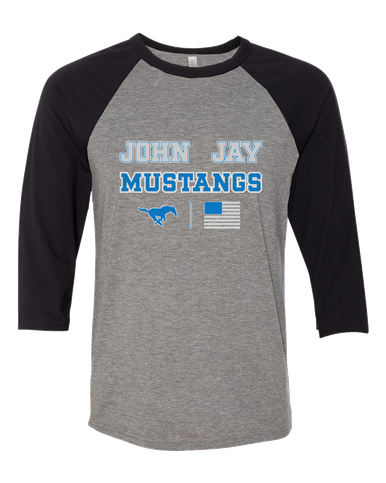 John Jay Mustangs Spirit Flag Men's Baseball T-Shirt