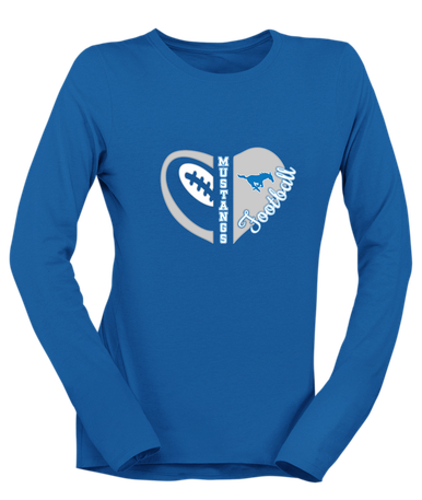 John Jay Mustangs Heart Football Women's LS T-Shirt