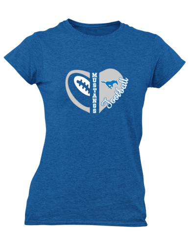John Jay Mustangs Heart Football Women's SS T-Shirt