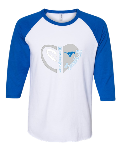 John Jay Mustangs Heart Football Women's Baseball T-Shirt