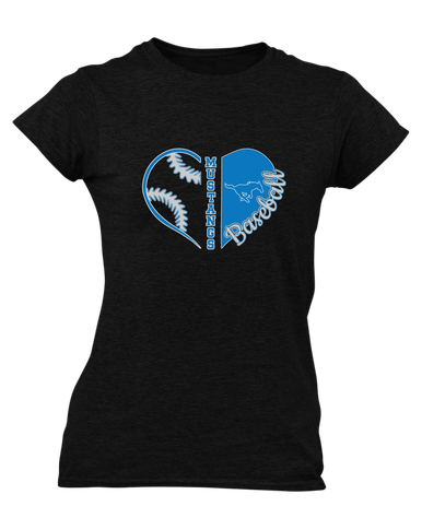 John Jay Mustangs Heart Baseball Women's SS T-Shirt
