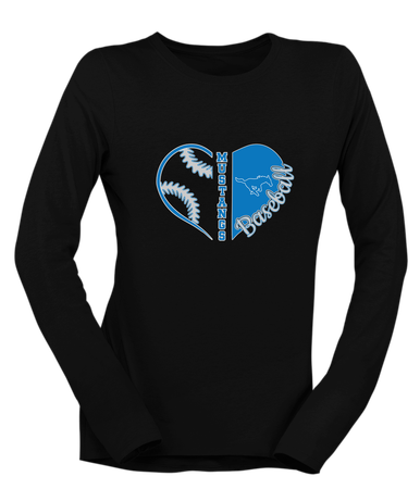John Jay Mustangs Heart Baseball Women's LS T-Shirt