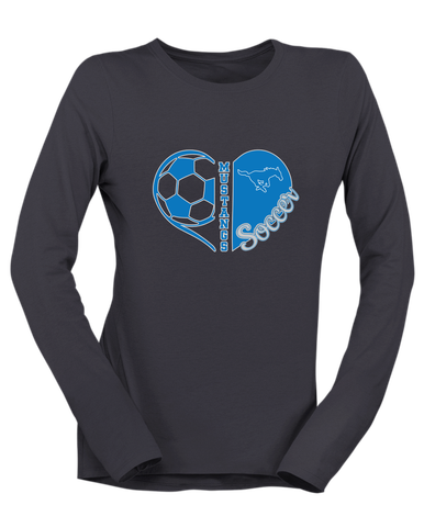 John Jay Mustangs Heart Soccer Women's LS T-Shirt