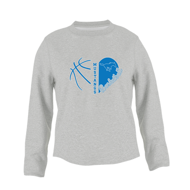John Jay Mustangs Heart Basketball Women's Sweatshirt