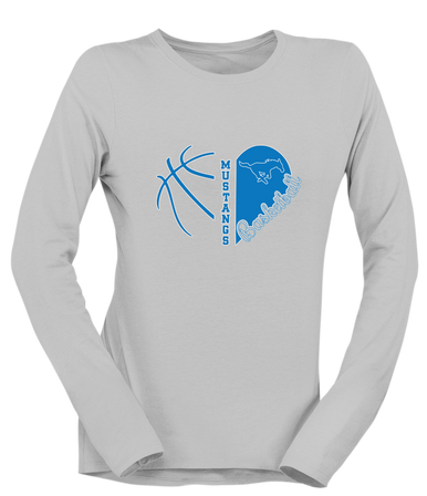 John Jay Mustangs Heart Basketball Women's LS T-Shirt
