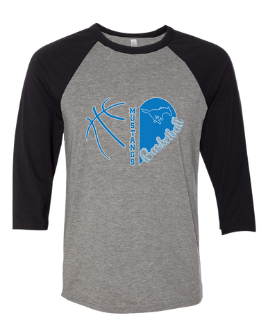 John Jay Mustangs Heart Basketball Women's Baseball T-Shirt