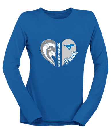 John Jay Mustangs Heart Track Women's LS T-Shirt