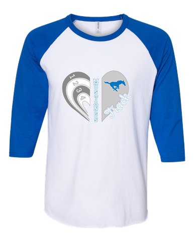 John Jay Mustangs Heart Track Women's Baseball T-Shirt