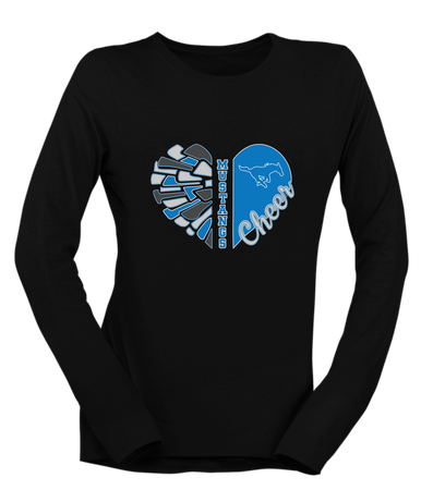John Jay Mustangs Heart Cheer Women's LS T-Shirt