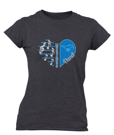 John Jay Mustangs Heart Band Women's SS T-Shirt