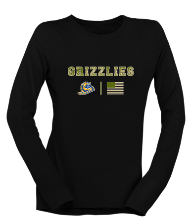 Jefferson Grizzlies Camo Flag Women's Premium LS T-Shirt