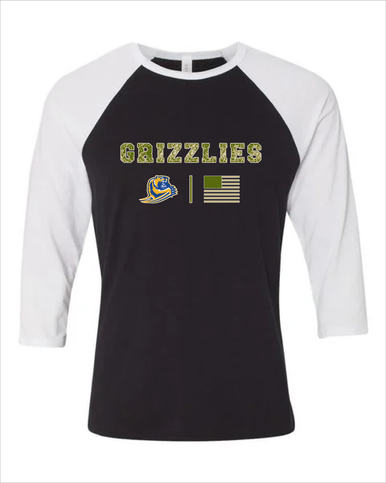 Jefferson Grizzlies Camo Flag Women's Baseball T-Shirt