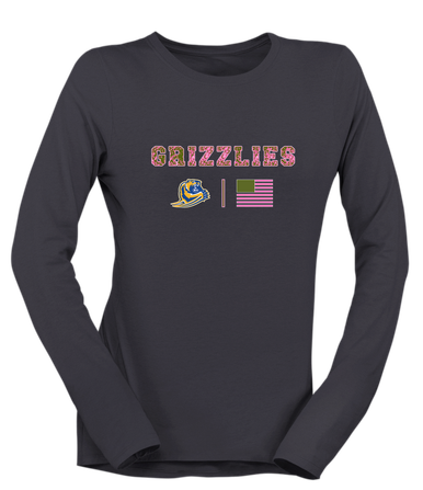 Jefferson Grizzlies Pink Camo Flag Women's Premium LS T-Shirt