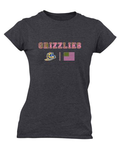 Jefferson Grizzlies Pink Camo Flag Women's Premium SS T-Shirt