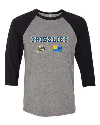 Jefferson Grizzlies Team Colors Flag Women's Baseball T-Shirt