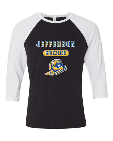Jefferson Grizzlies Mascot #3 Men's Baseball T-Shirt