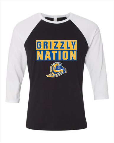 Jefferson Grizzlies Nation #1 Men's Baseball T-Shirt