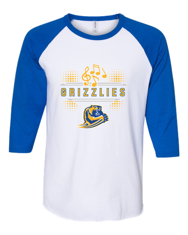 Jefferson Grizzlies Band # 3 Men's Baseball T-Shirt