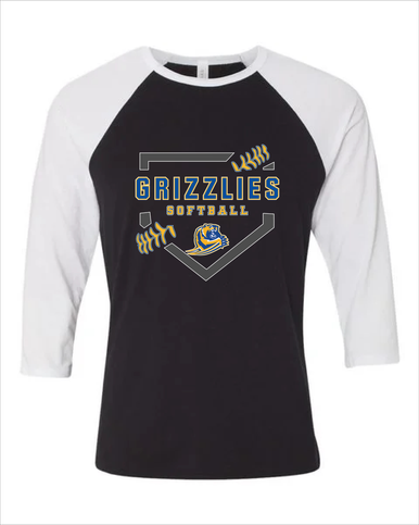 Jefferson Grizzlies Softball #2 Women's Baseball T-Shirt