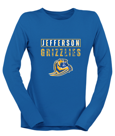 Jefferson Grizzlies Mascot #9 Women's LS T-Shirt