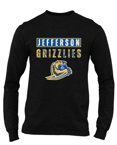 Jefferson Grizzlies Mascot #9 Men's LS T-Shirt
