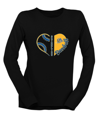 Jefferson Grizzlies Heart Baseball Women's Premium LS T-Shirt