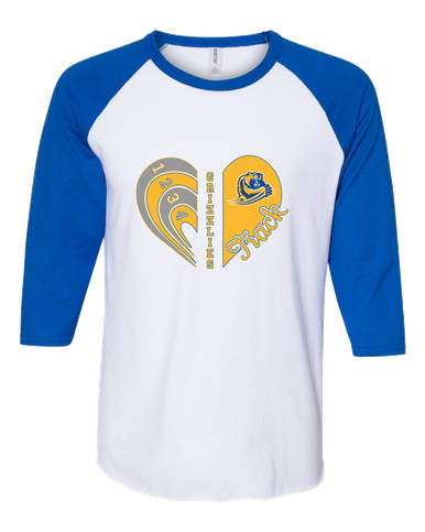 Jefferson Grizzlies Heart Track Women's Baseball T-Shirt