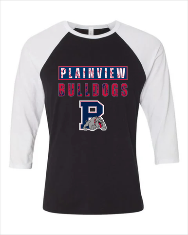 Plainview Bulldogs Mascot #9 Men's Baseball T-Shirt