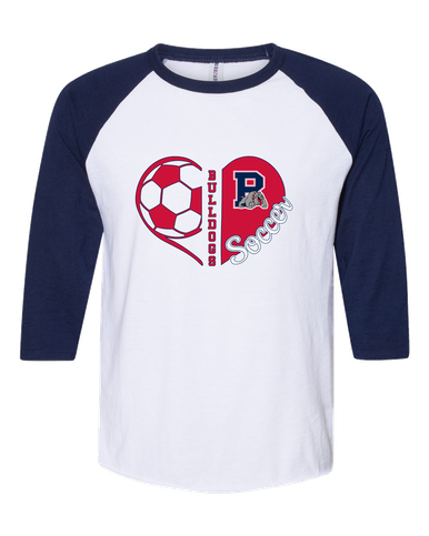 Plainview Bulldogs Heart Soccer Women's Baseball T-Shirt