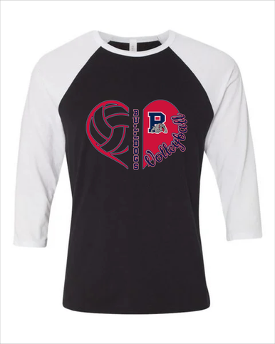 Plainview Bulldogs Heart Volleyball Women's Baseball T-Shirt