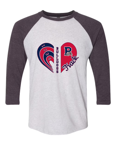 Plainview Bulldogs Heart Track Women's Baseball T-Shirt