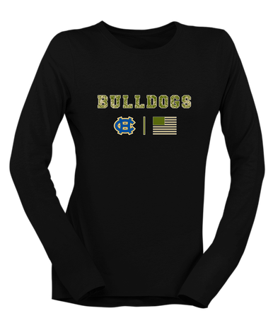 Chapel Hill Bulldogs Camo Flag Women's LS T-Shirt