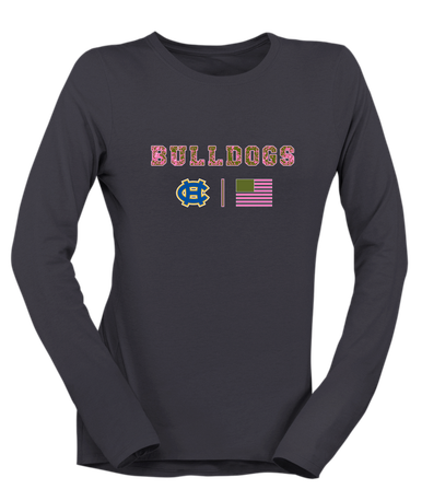 Chapel Hill Bulldogs Pink Camo Flag Women's Premium LS T-Shirt