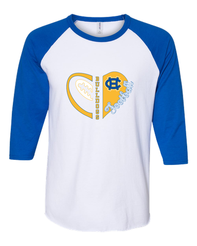 Chapel Hill Bulldogs Heart Football Women's Baseball T-Shirt