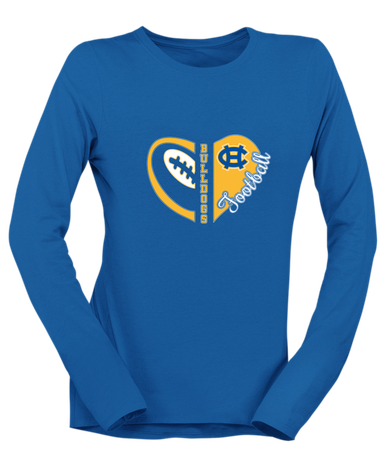 Chapel Hill Bulldogs Heart Football Women's Premium LS T-Shirt