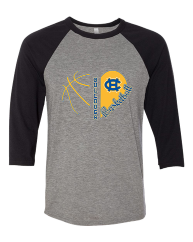 Chapel Hill Bulldogs Heart Basketball Women's Baseball T-Shirt