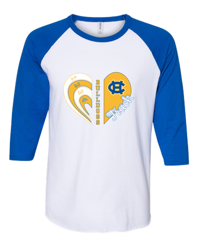 Chapel Hill Bulldogs Heart Track Women's Baseball T-Shirt