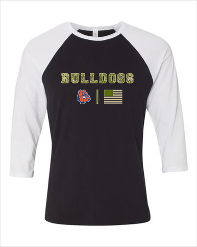 Nottingham Bulldogs Camo Flag Women's Baseball T-Shirt
