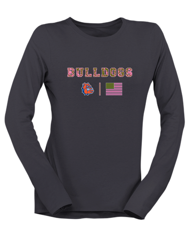 Nottingham Bulldogs Pink Camo Flag Women's LS T-Shirt