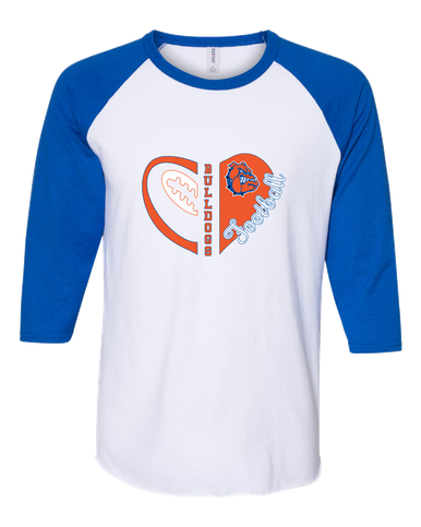 Nottingham Bulldogs Heart Football Women's Baseball T-Shirt
