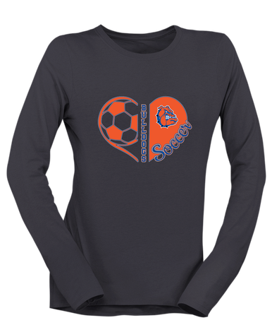 Nottingham Bulldogs Heart Soccer Women's LS T-Shirt