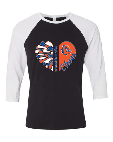 Nottingham Bulldogs Heart Cheer Women's Baseball T-Shirt