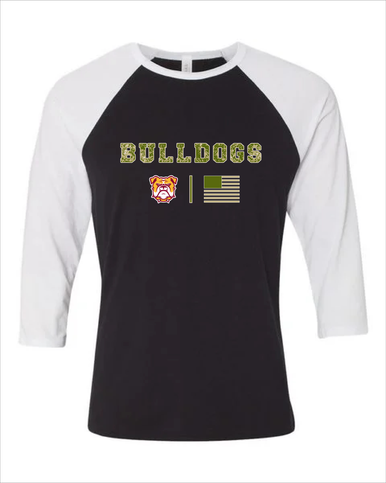 Highland Bulldogs Camo Flag Women's Baseball T-Shirt