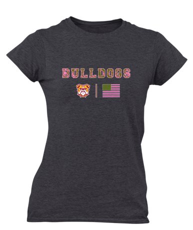 Highland Bulldogs Pink Camo Flag Women's SS T-Shirt