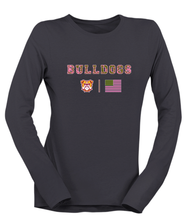 Highland Bulldogs Pink Camo Flag Women's Premium LS T-Shirt