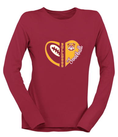 Highland Bulldogs Heart Football Women's Premium LS T-Shirt