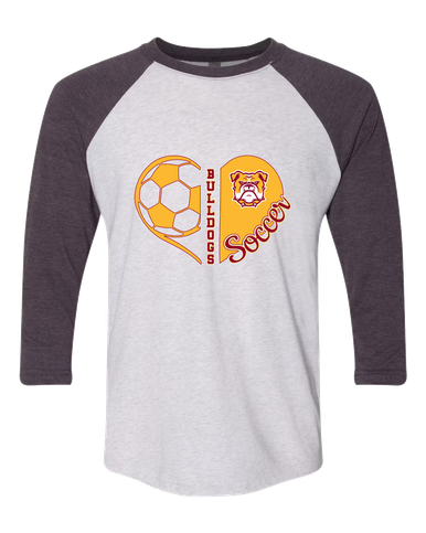 Highland Bulldogs Heart Soccer Women's Baseball T-Shirt
