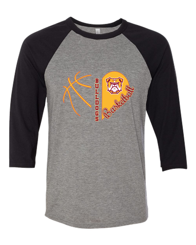 Highland Bulldogs Heart Basketball Women's Baseball T-Shirt