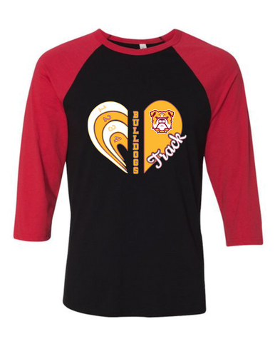 Highland Bulldogs Heart Track Women's Baseball T-Shirt